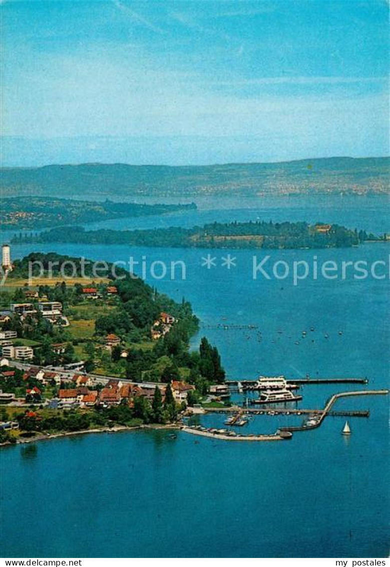 73310308 Staad Konstanz Faehrbetrieb Im Hintergrund Insel Mainau Fliegeraufnahme - Konstanz