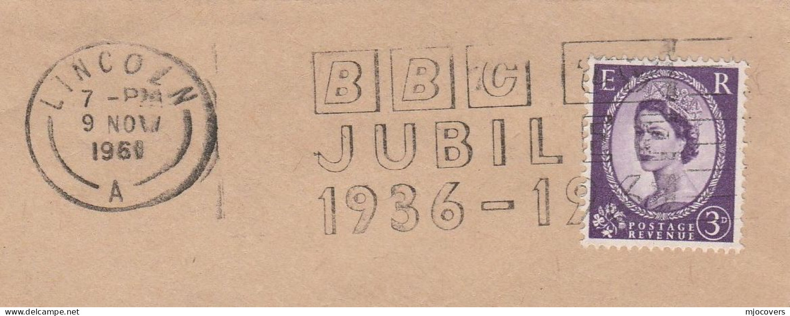 BBC JUBILEE 1961 Cover SLOGAN Lincoln GB Stamps Broadcasting - Brieven En Documenten