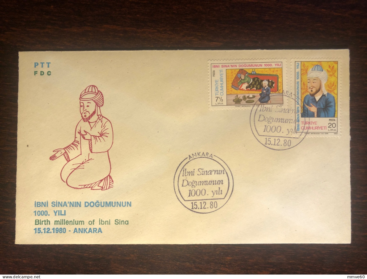 TURKEY FDC COVER 1980 YEAR AVICENNA IBN SINA HEALTH MEDICINE STAMPS - FDC