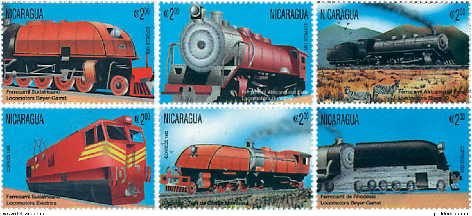 60817 MNH NICARAGUA 1996 LOCOMOTORAS DEL MUNDO - Nicaragua