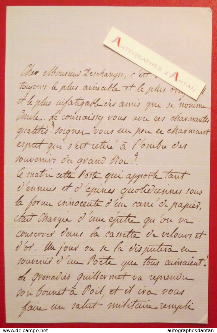 ● L.A.S 1839 Princesse De CRAON Au Poète Emile DESCHAMPS - Beau Texte - Guillermet - Guerre - Lettre Autographe - Autres & Non Classés