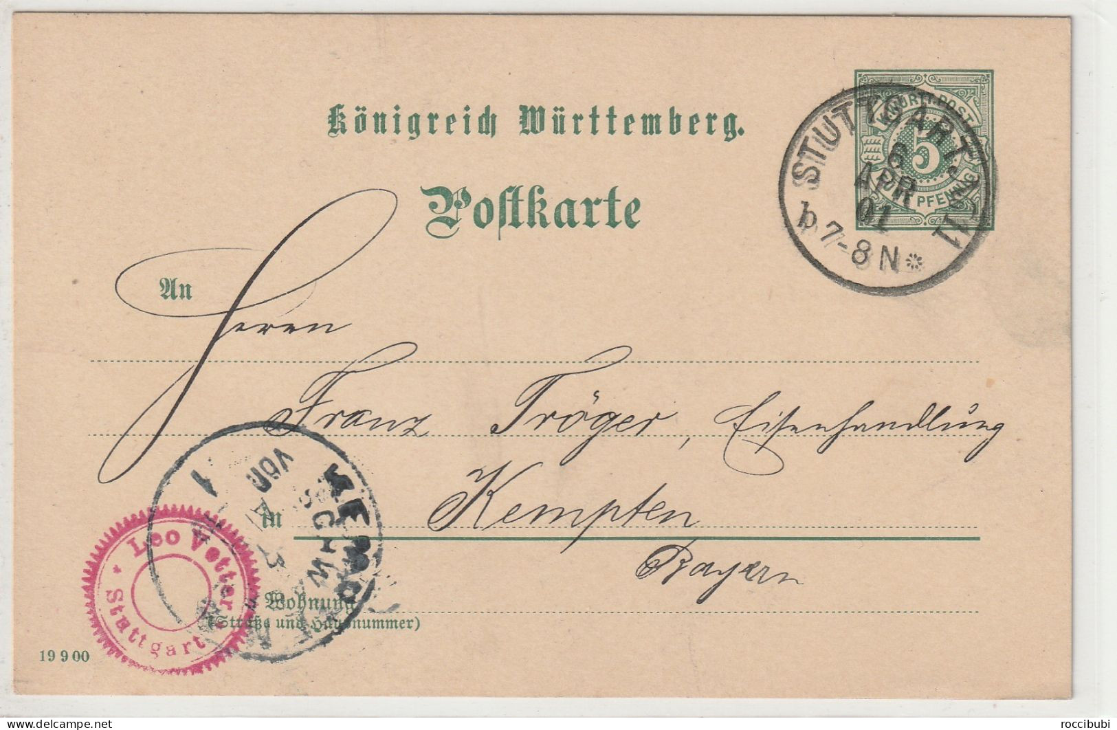 Königreich Württemberg, Stuttgart - Postwaardestukken