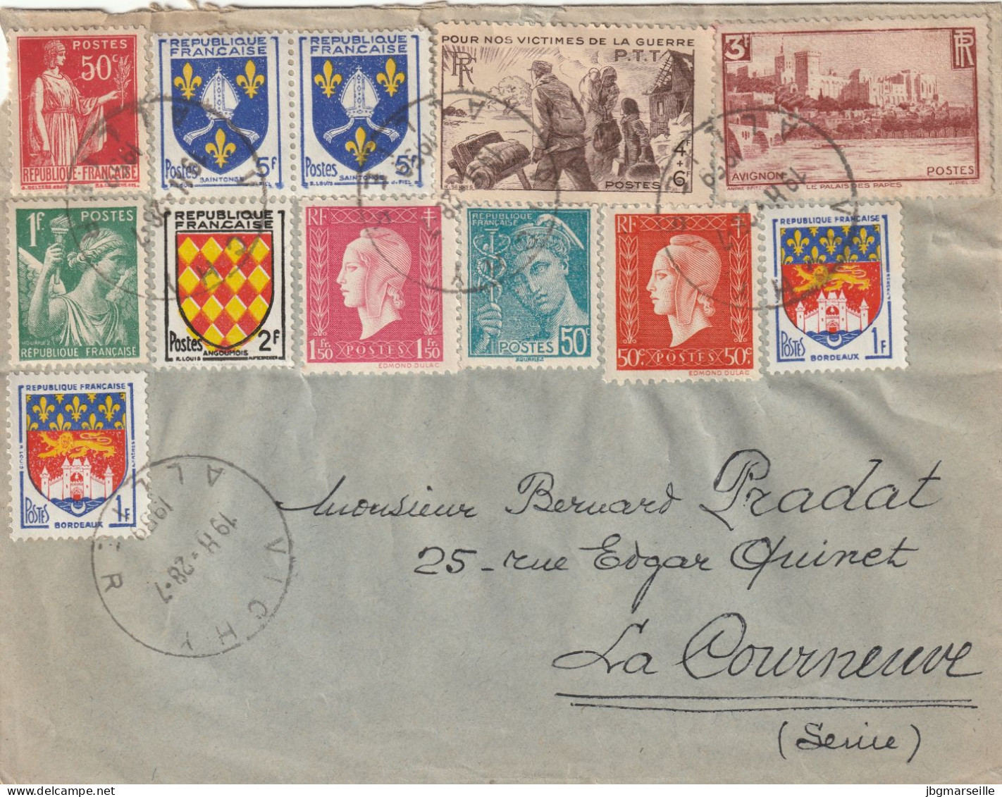 1 L à 25.00fr Du 28/07/1959 Avec 12 Timbres D'usage Courant En Emploi Tardif....EXCEPTIONNEL...à Voir - Sonstige & Ohne Zuordnung