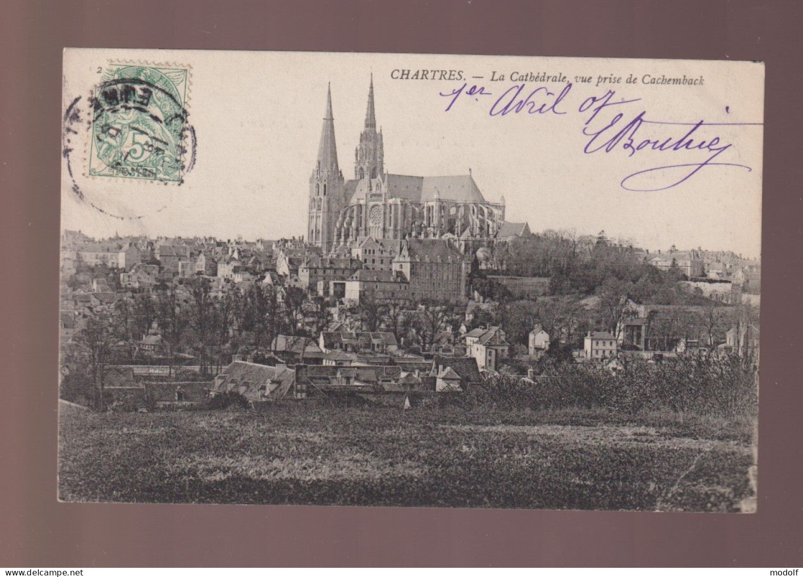 CPA - 28 - Chartres - La Cathédrale, Vue Prise De Cachemback - Circulée En 1907 (coin Plié) - Chartres