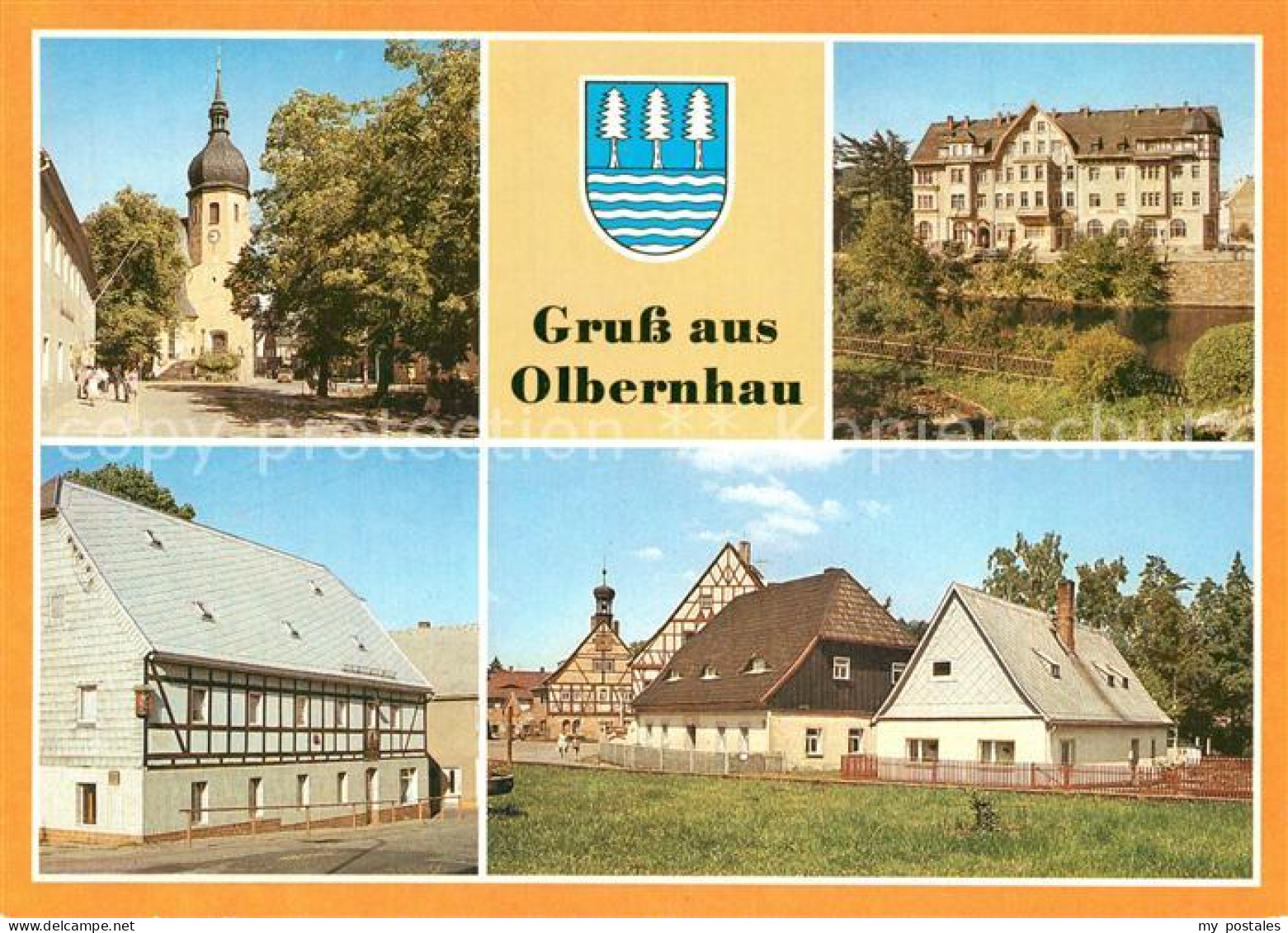 73310181 Olbernhau Erzgebirge Kirche Rathaus Gaststaette Wilder Mann Saigerhuett - Olbernhau