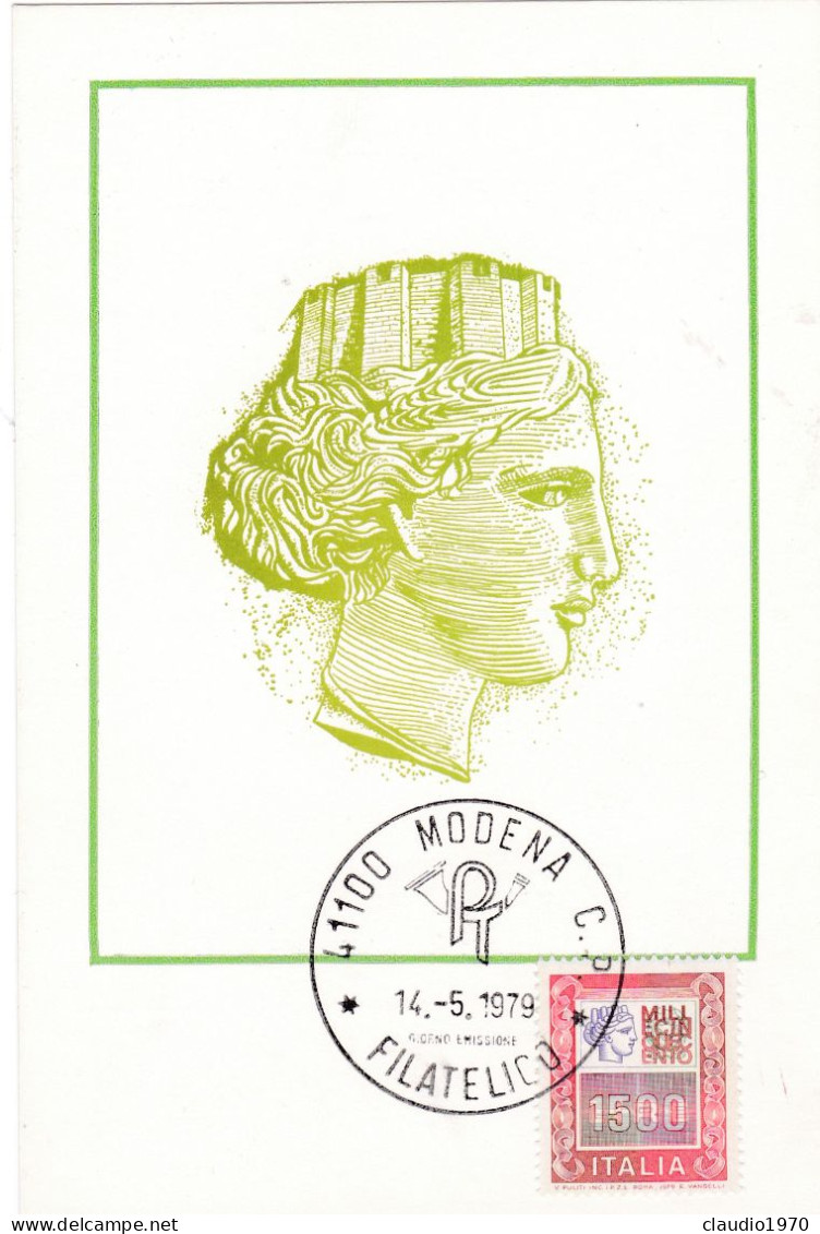 ITALIA  - REPUBBLICA - RICAVATA DA UNA MONETA SIRACUSANA  - CARTOLINA - 1979 - ANNULLO DI MODENA FILATELICO - FDC