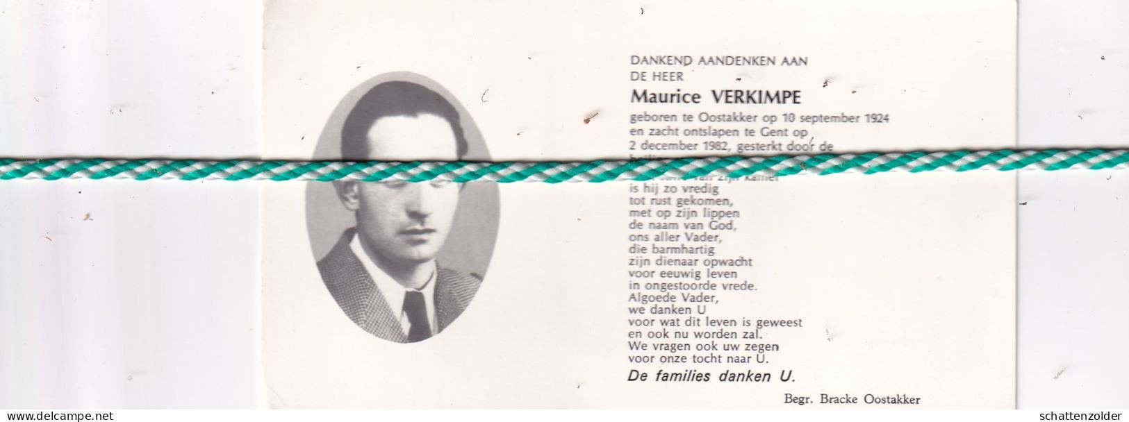 Maurice Verkimpe, Oostakker 1924, Gent 1982. Foto - Obituary Notices