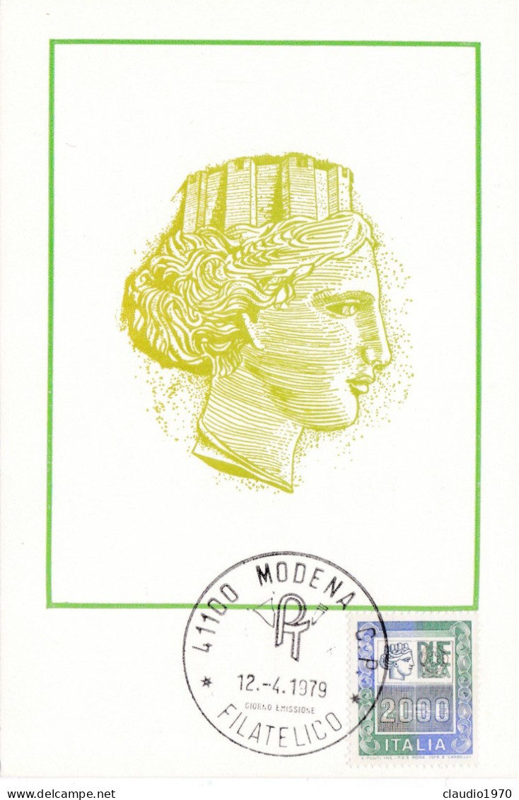 ITALIA  - REPUBBLICA - RICAVATA DA UNA MONETA SIRACUSANA  - CARTOLINA - 1979 - ANNULLO DI MODENA FILATELICO - FDC