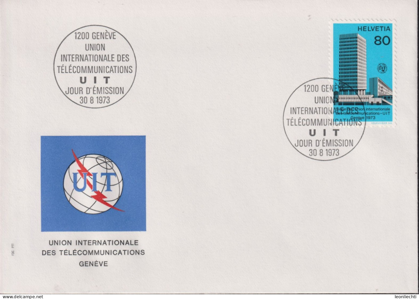 1976 Schweiz FDC, UIT, Zum:UIT 10, Mi:UIT 10,ⵙ1200 GENÈVE UIT - Dienstzegels
