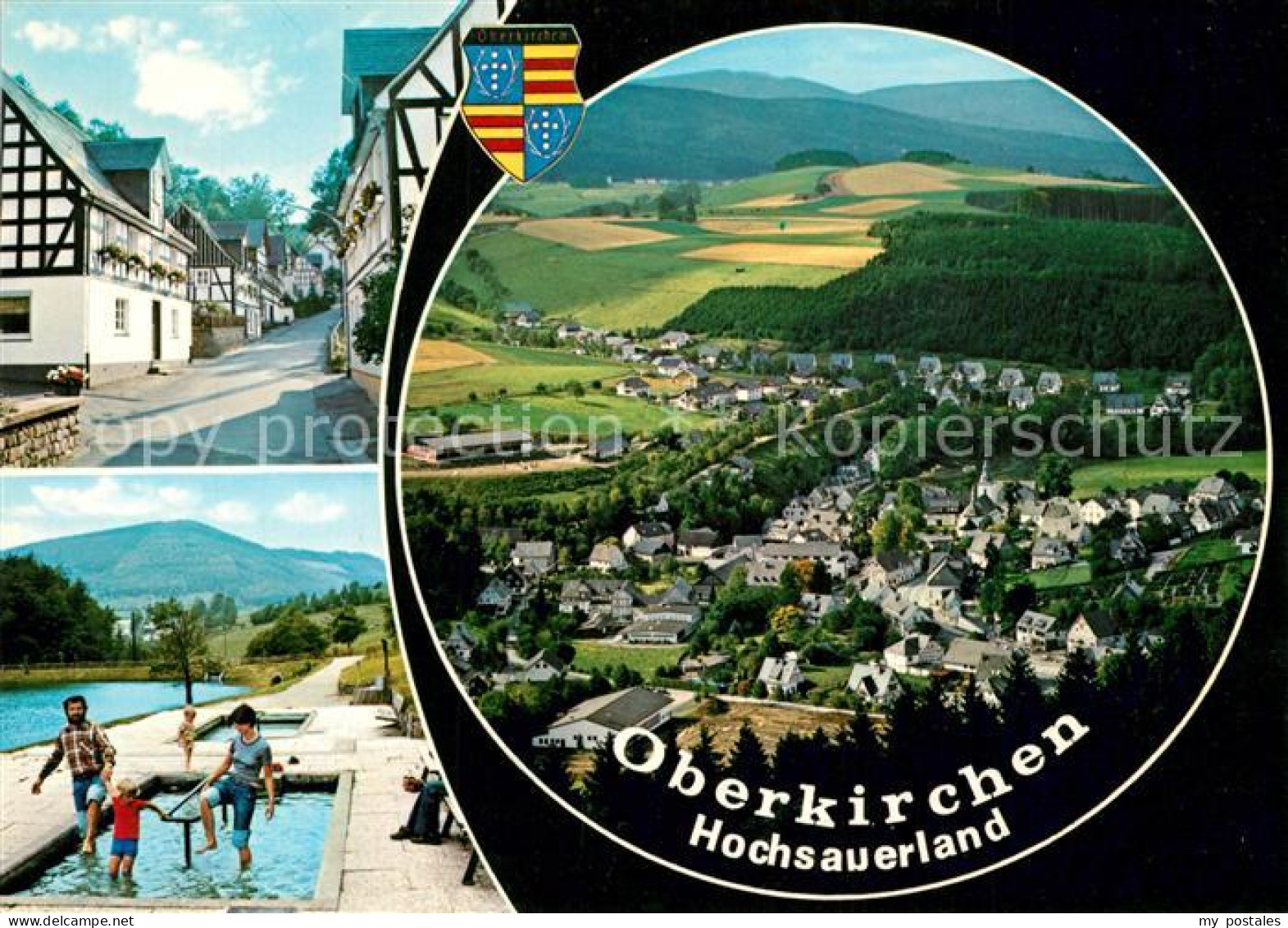 73310071 Oberkirchen Sauerland Fachwerkhaeuser Freibad Wassertreten Blick Ins Ta - Schmallenberg