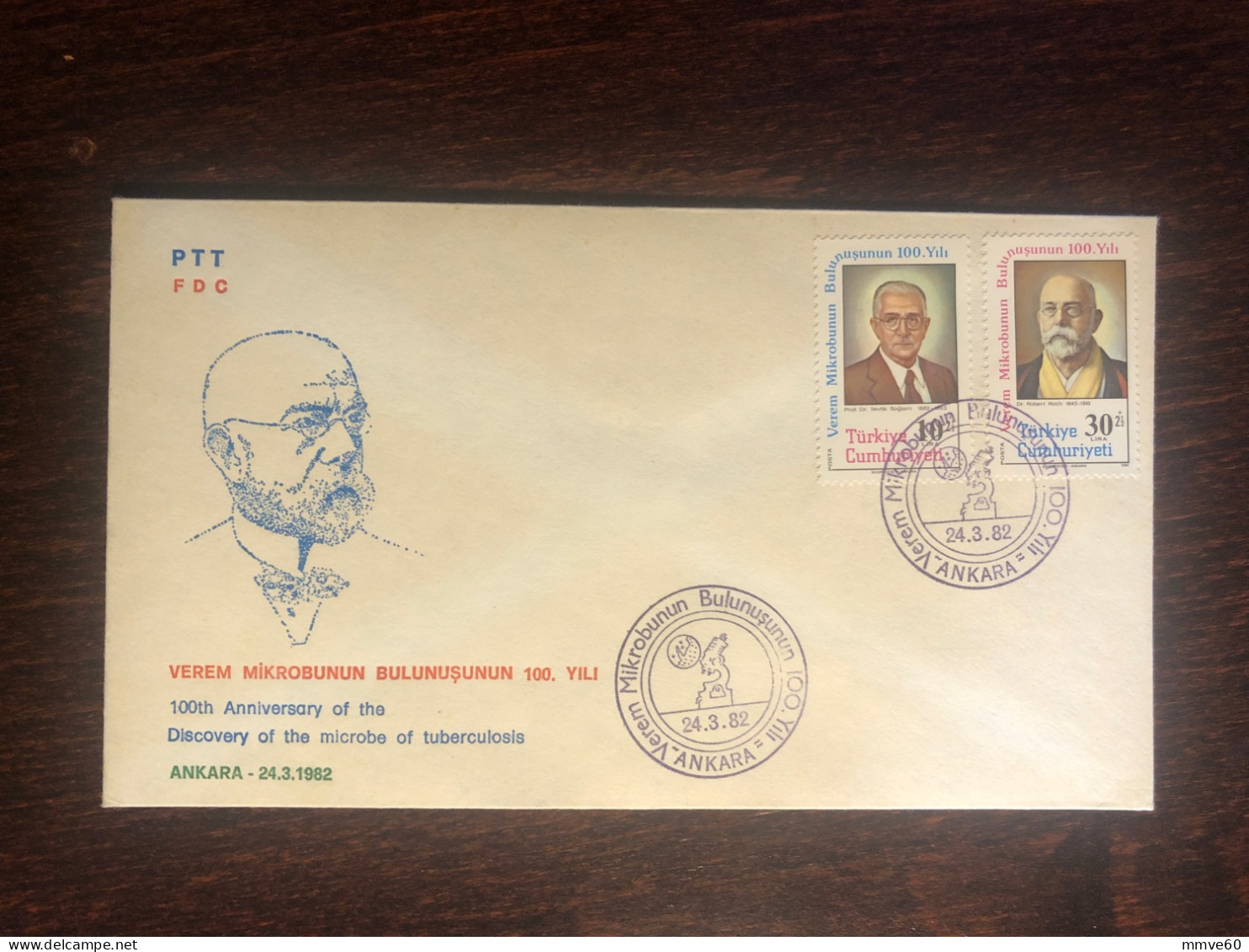 TURKEY FDC COVER 1982 YEAR TUBERCULOSIS KOCH HEALTH MEDICINE STAMPS - FDC