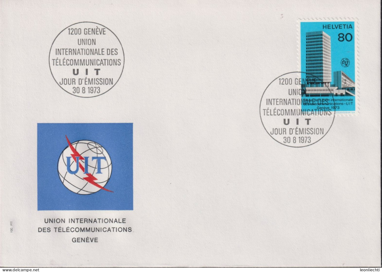 1976 Schweiz FDC, UIT, Zum:UIT 10, Mi:UIT 10,ⵙ1200 GENÈVE UIT - Dienstmarken