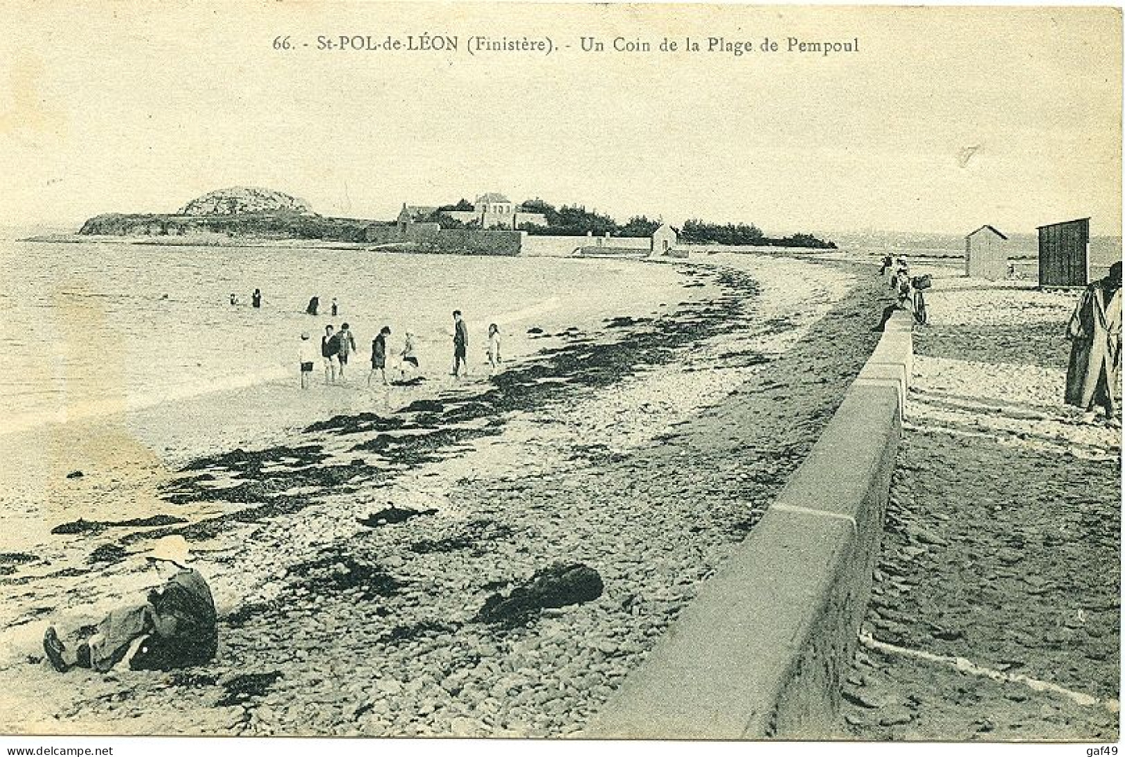 Carte Postale St Paul De Léon Un Coin De La Plage De Pempoul  Animée Baigneurs - Saint-Pol-de-Léon