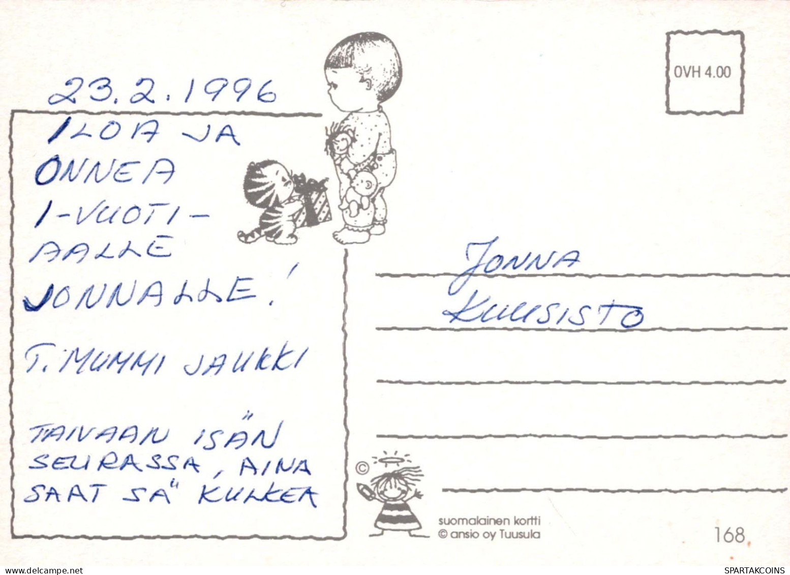 FELIZ CUMPLEAÑOS 1 Año De Edad KID NIÑOS Vintage Tarjeta Postal CPSM #PBU011.ES - Compleanni