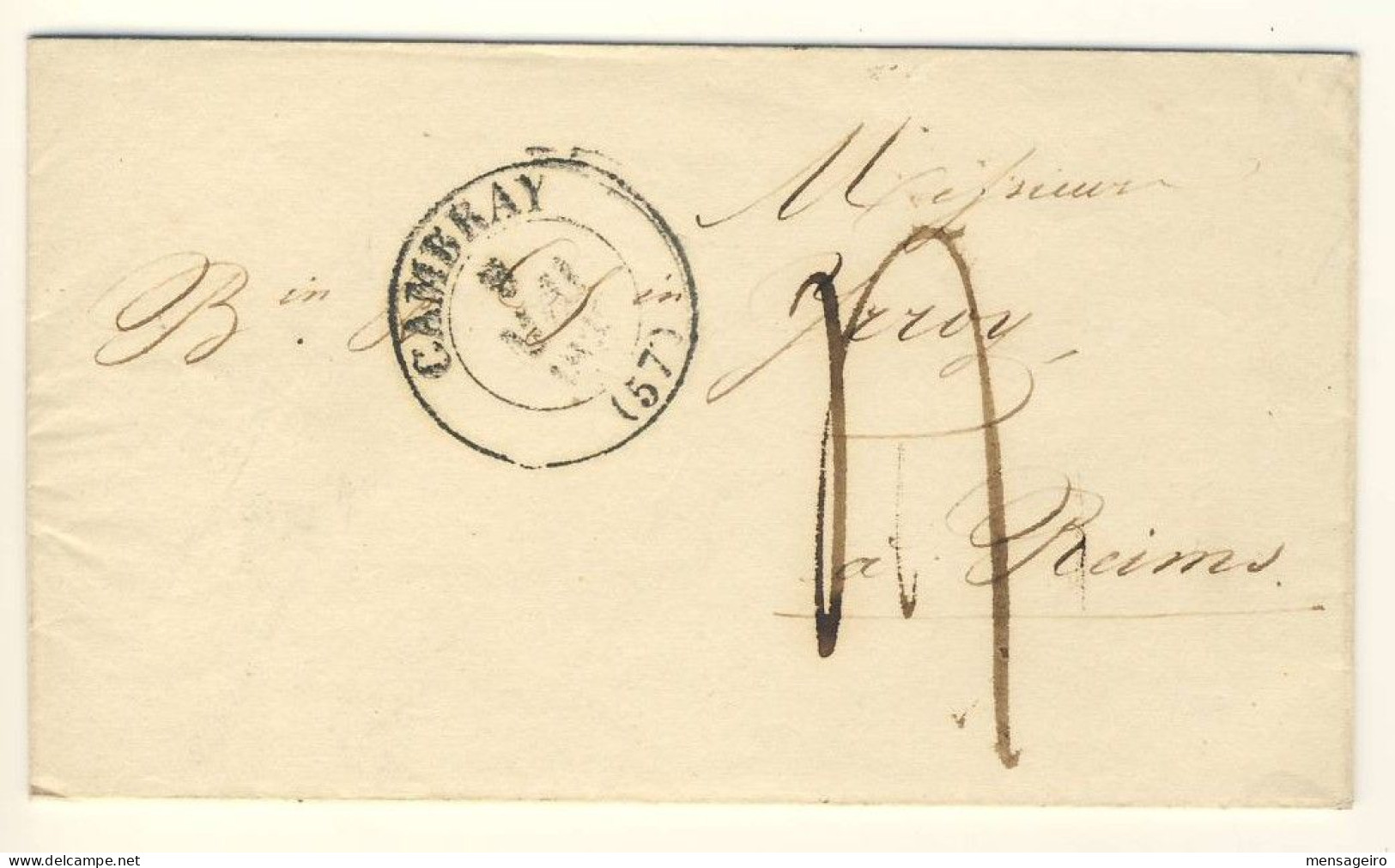 (C14) - LETTRE CAMBRAY CAMBRAI => REIMS 1837  - CACHET TYPE 13 - ENTETE VERRERIES DE MASNIERES - 1800 – 1899