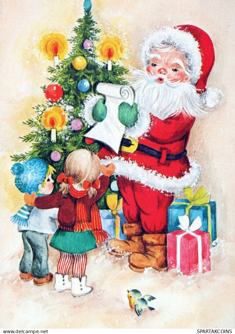 PAPÁ NOEL NIÑO NAVIDAD Fiesta Vintage Tarjeta Postal CPSM #PAK254.ES - Santa Claus