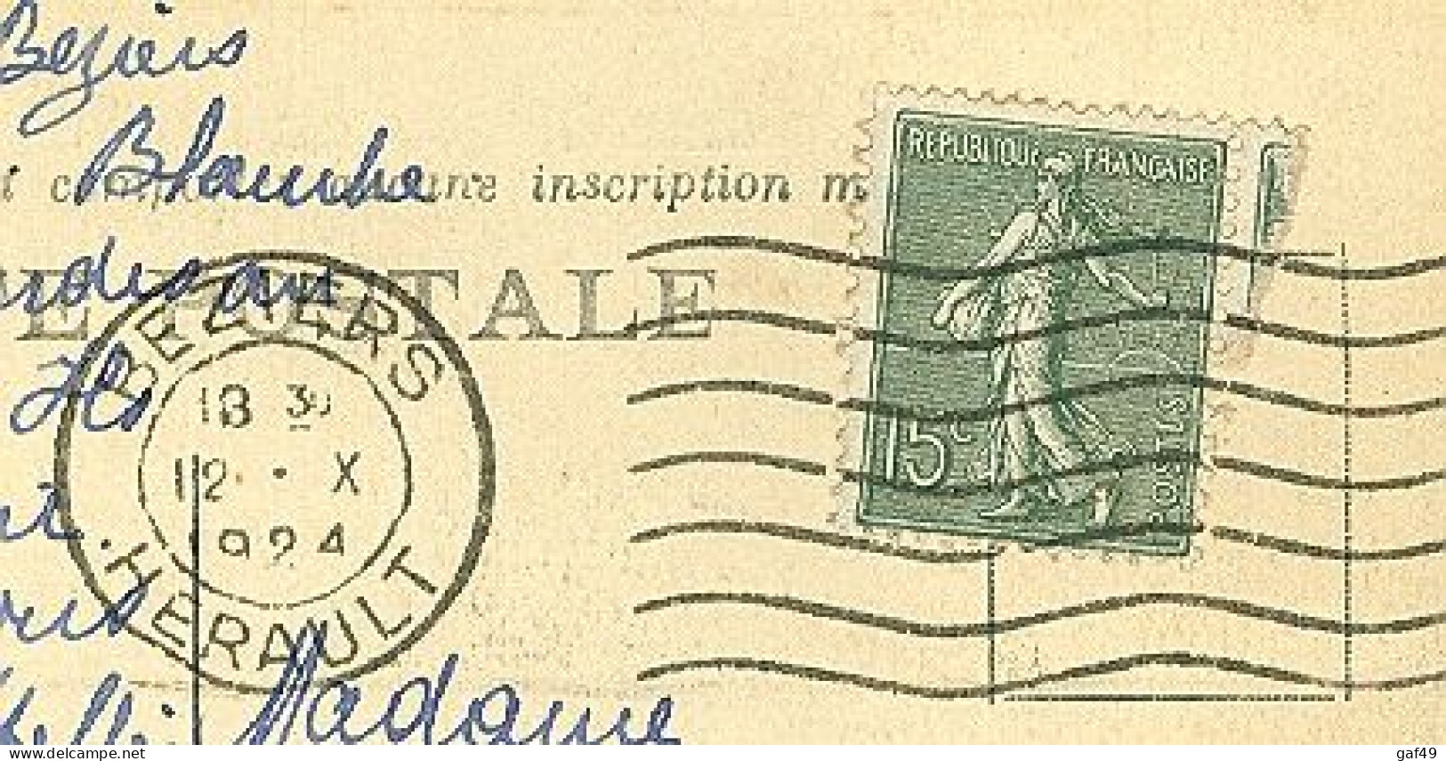 Carte Postale Bézier Vallée De L'Orb  Très Bon état Cirxulée 1924 Cachet à Date Au Dos (2 Scans) - Beziers