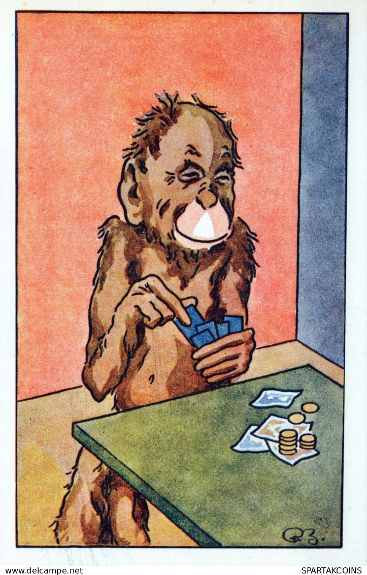 AFFE Tier Vintage Ansichtskarte Postkarte CPA #PKE769.DE - Monkeys