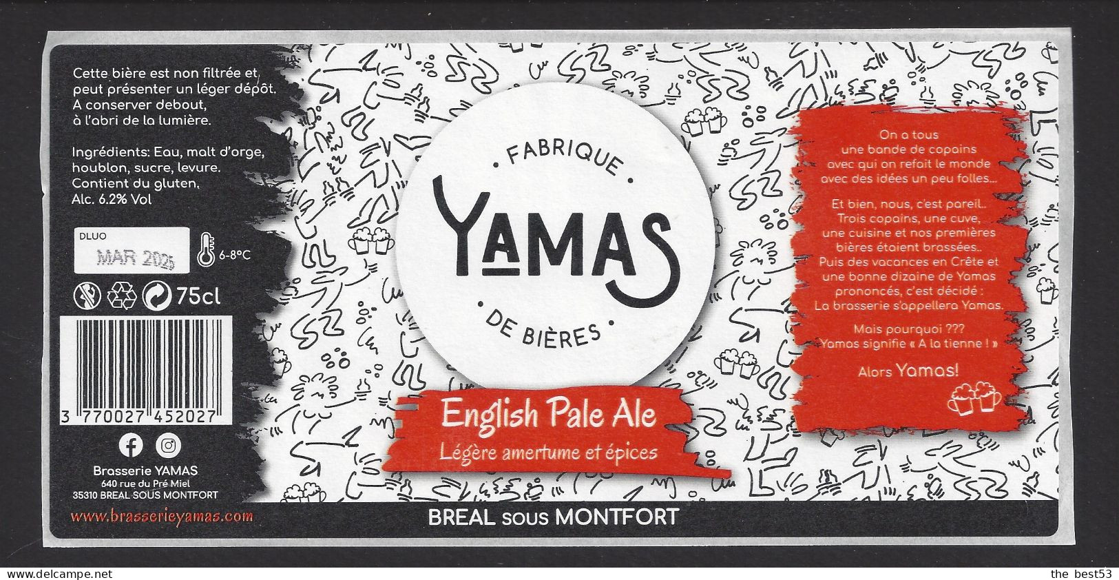 Etiquette De Bière English Pale Ale  -  Brasserie Yamas  à  Bréal Sous Montfort  (35) - Bier