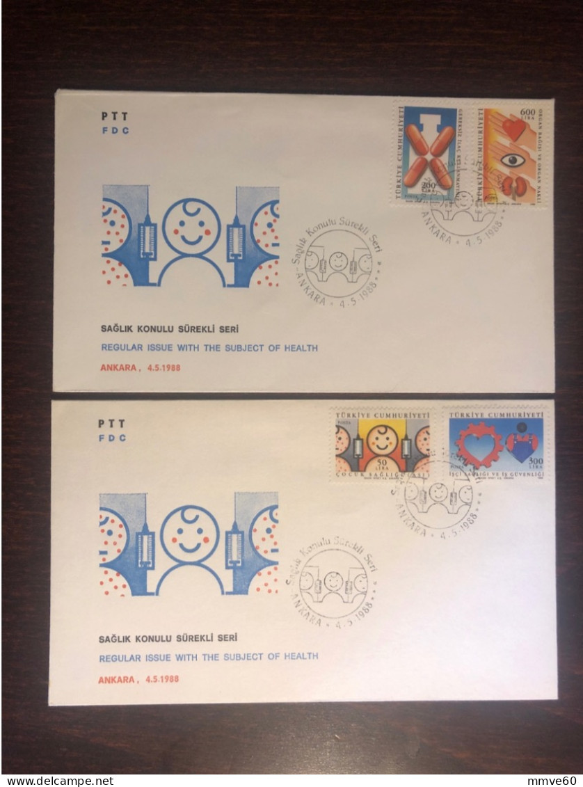 TURKEY FDC COVER 1988 YEAR IMMUNIZATION ORGAN DONATION DRUGS HEALTH MEDICINE STAMPS - FDC