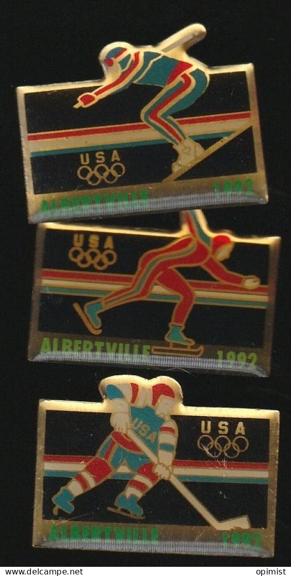77716-série De 3 Pin's.Jeux Olympiques Albertville.USA. - Juegos Olímpicos