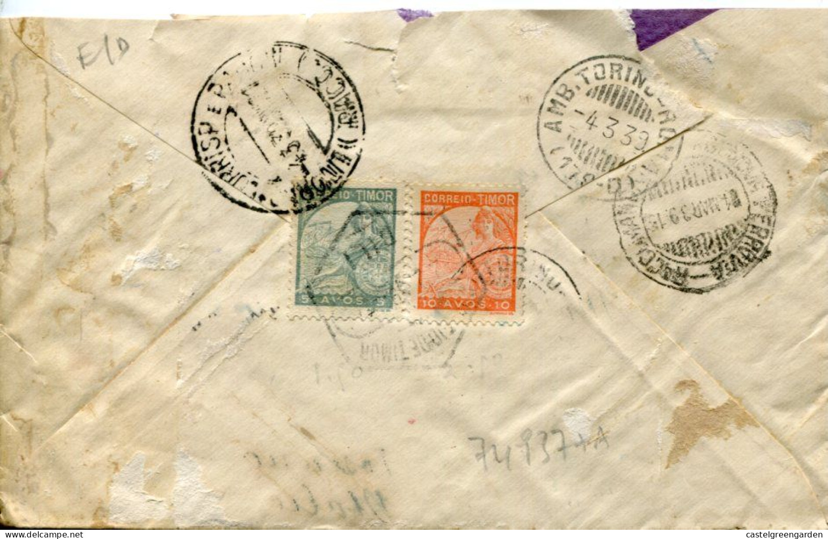 X0398 Timor,circuled Registered Cover 1939 From DILI To Italy, See 2 Scan(some Transport Damages) - Osttimor