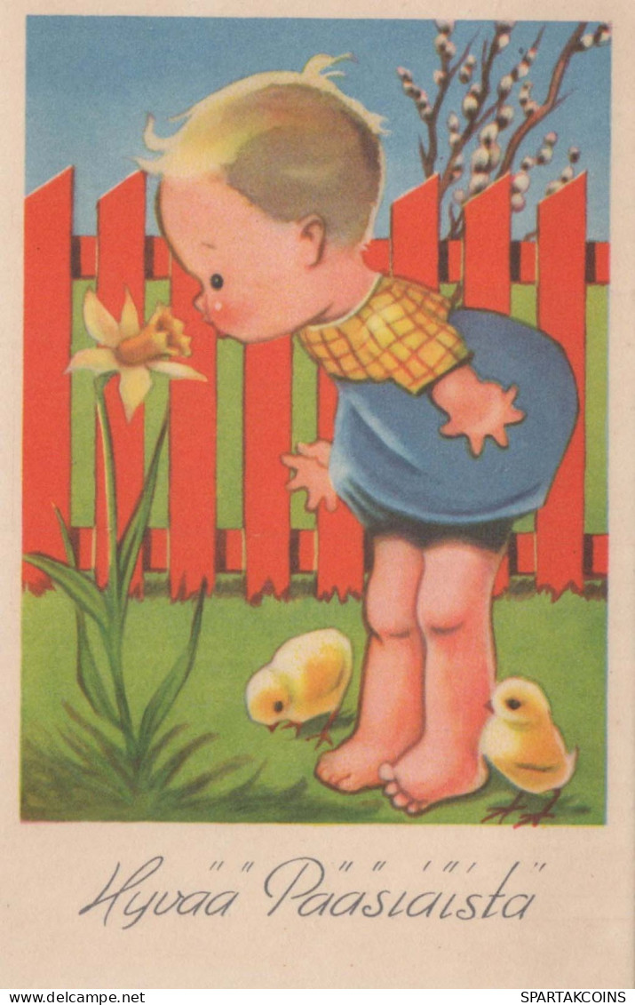 PASQUA POLLO UOVO Vintage Cartolina CPA #PKE268.IT - Pascua