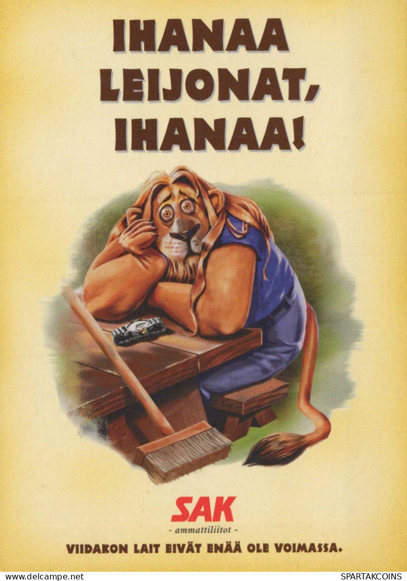 LEONE Animale Vintage Cartolina CPSM #PBS060.IT - Lions
