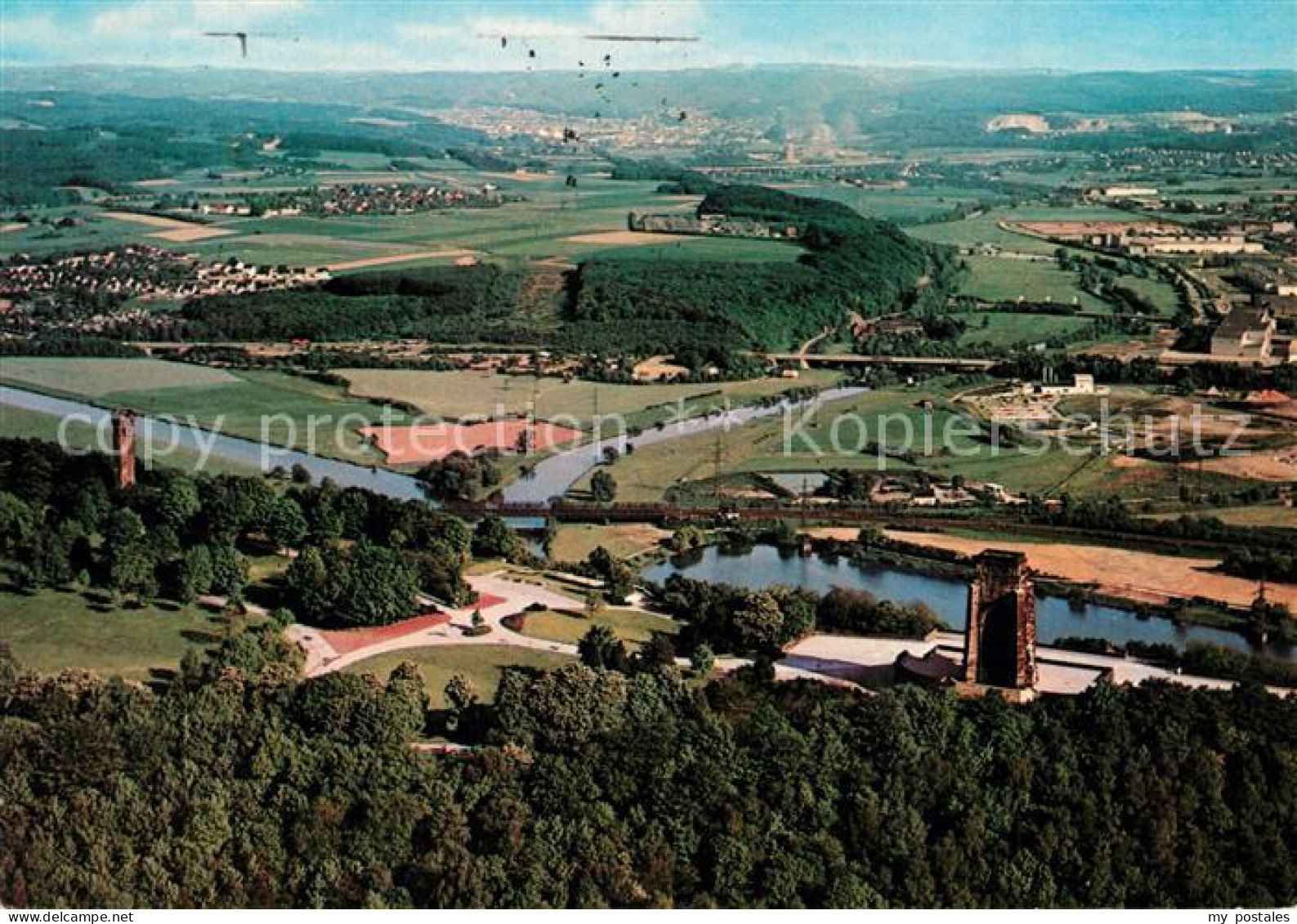 73308251 Hohensyburg Vincketurm Und Ruhrtal Mit Zusammenfluss Von Ruhr Und Leine - Dortmund