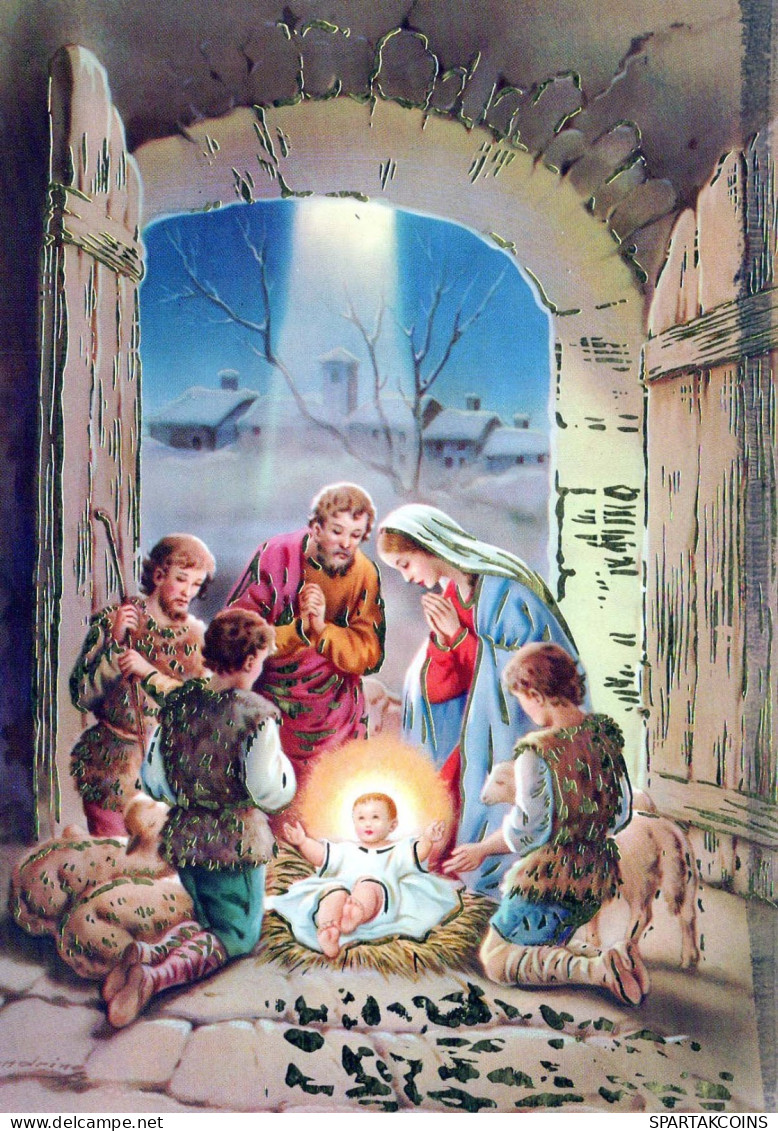 Vergine Maria Madonna Gesù Bambino Natale Religione Vintage Cartolina CPSM #PBB801.IT - Maagd Maria En Madonnas