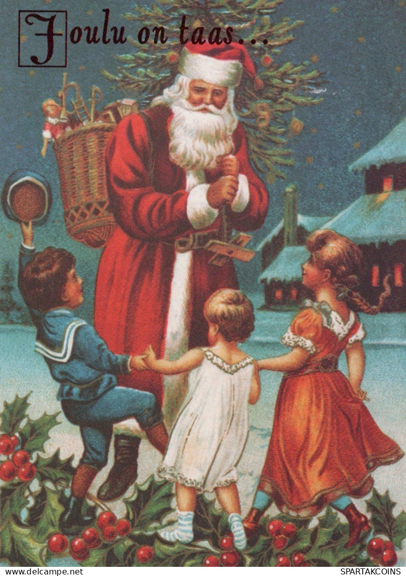 BABBO NATALE BAMBINO Natale Vintage Cartolina CPSM #PAK338.IT - Santa Claus