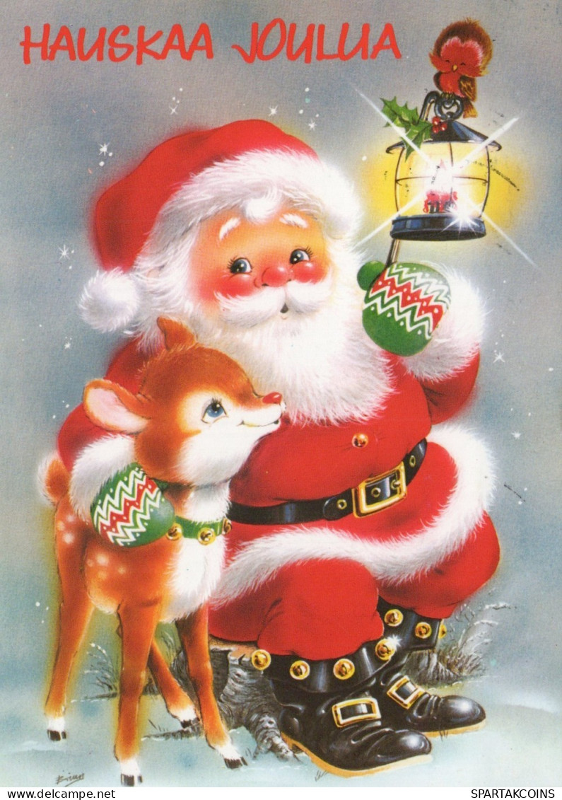 BABBO NATALE Animale Natale Vintage Cartolina CPSM #PAK536.IT - Santa Claus