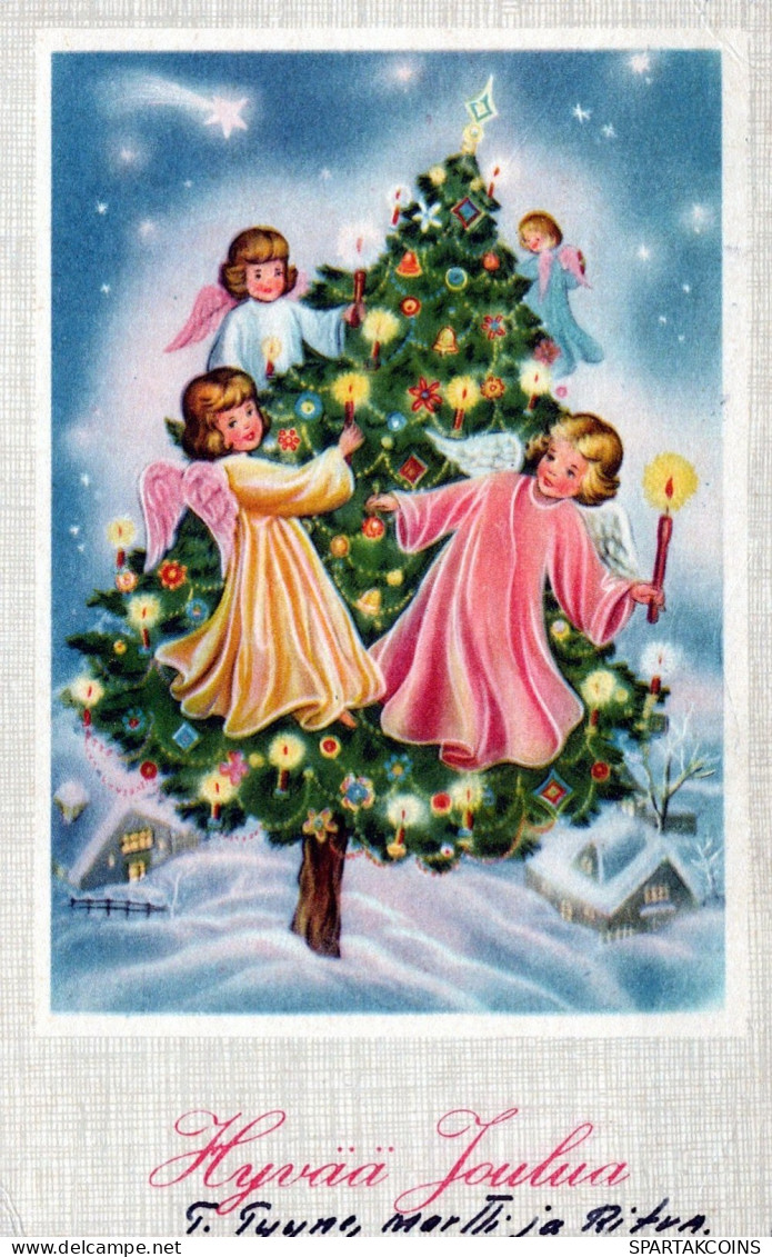 ANGELO Buon Anno Natale Vintage Cartolina CPSMPF #PAG845.IT - Anges