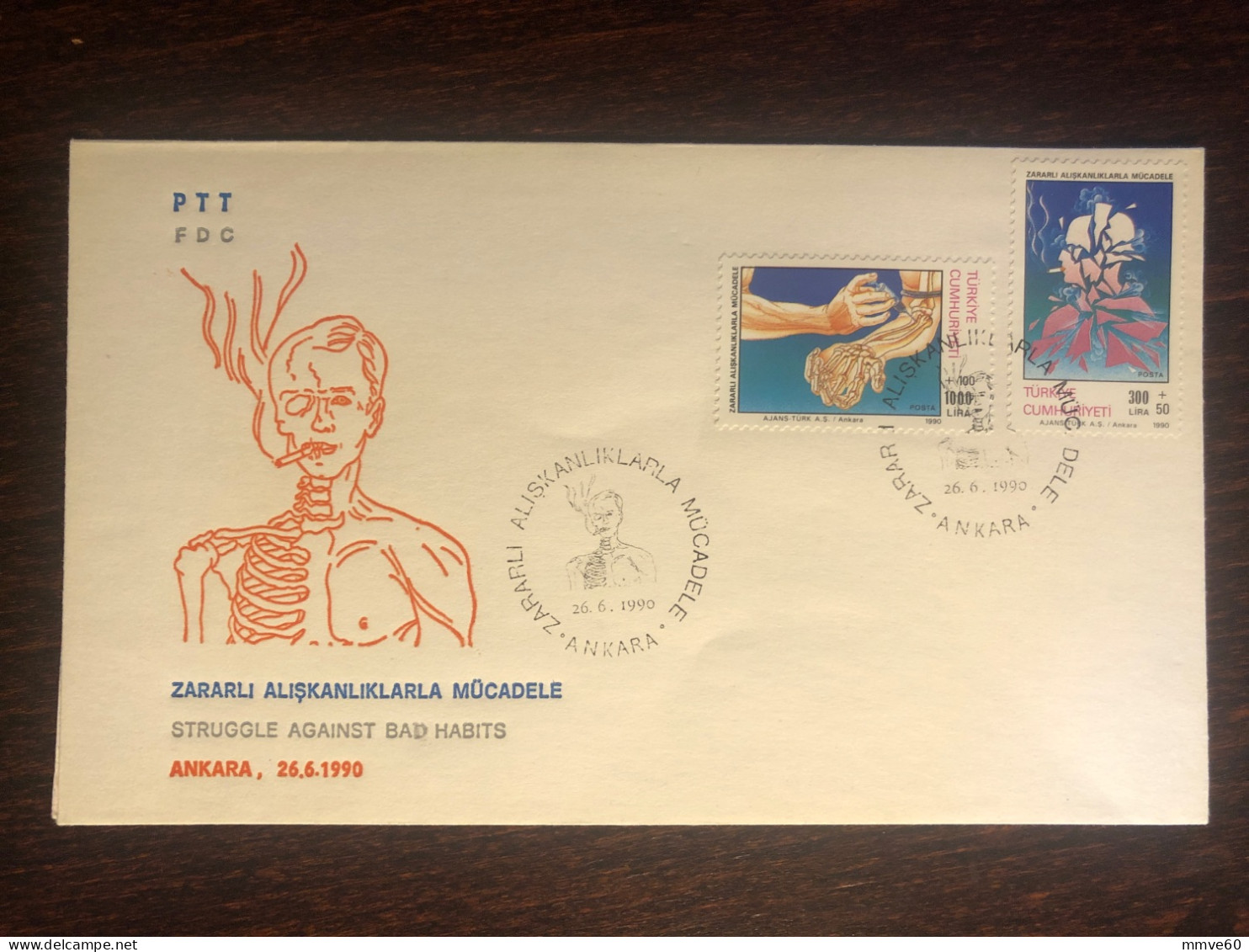 TURKEY FDC COVER 1990 YEAR DRUGS NARCOTICS HEALTH MEDICINE STAMPS - FDC