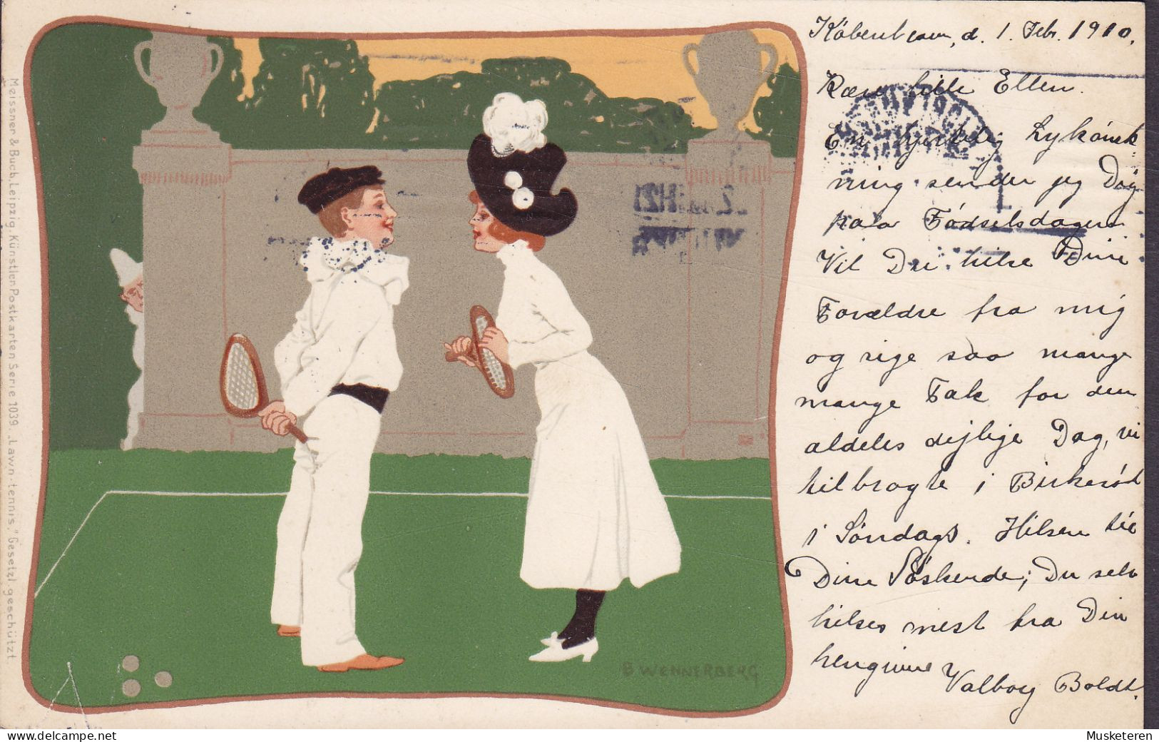 Germany PPC B. Wennerberg. Tennis Courting. Meissner & Buch, Leipzig KJØBENHAVN 1910 BIRKERØD Station Frederik VIII. - Wennerberg, B.