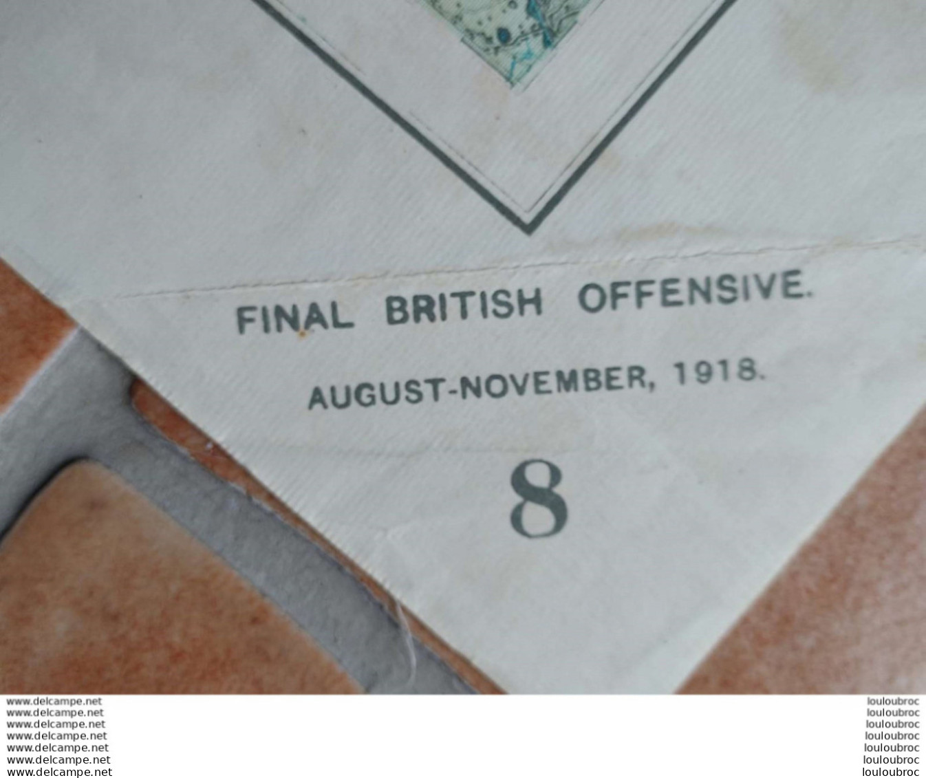 RARE CARTE FINAL BRITISH OFFENSIVE AUGUST-NOVEMBER 1918 NORD DE LA FRANCE  84 X 70 CM SURVEY 1919 TOILEE - 1914-18