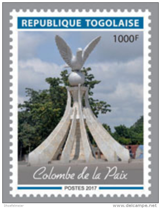 TOGO 2017 MNH** Dove Of Peace 1v - OFFICIAL ISSUE - DH1803 - Monuments