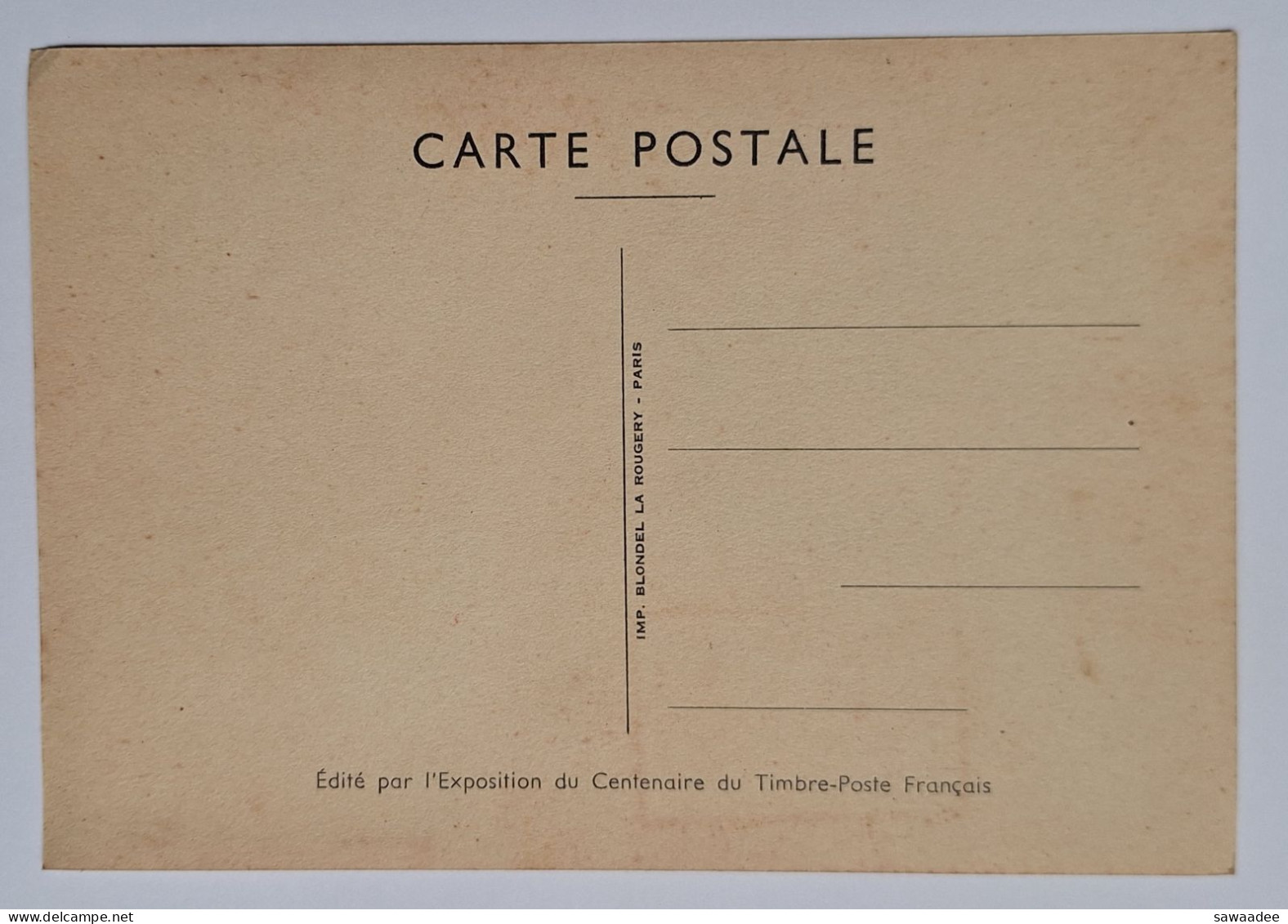CARTE POSTALE FRANCE - CENTENAIRE DU TIMBRE POSTAL FRANCAIS 1949 - GRAND PALAIS - 1er JUIN 1949 - Poste & Facteurs