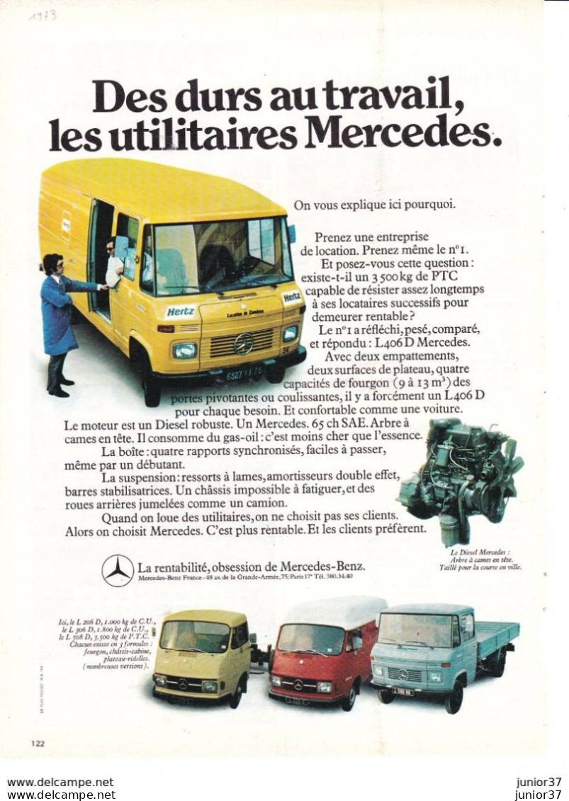 Feuillet De Magazine Mercedes  206.306.508 1973 - Camiones