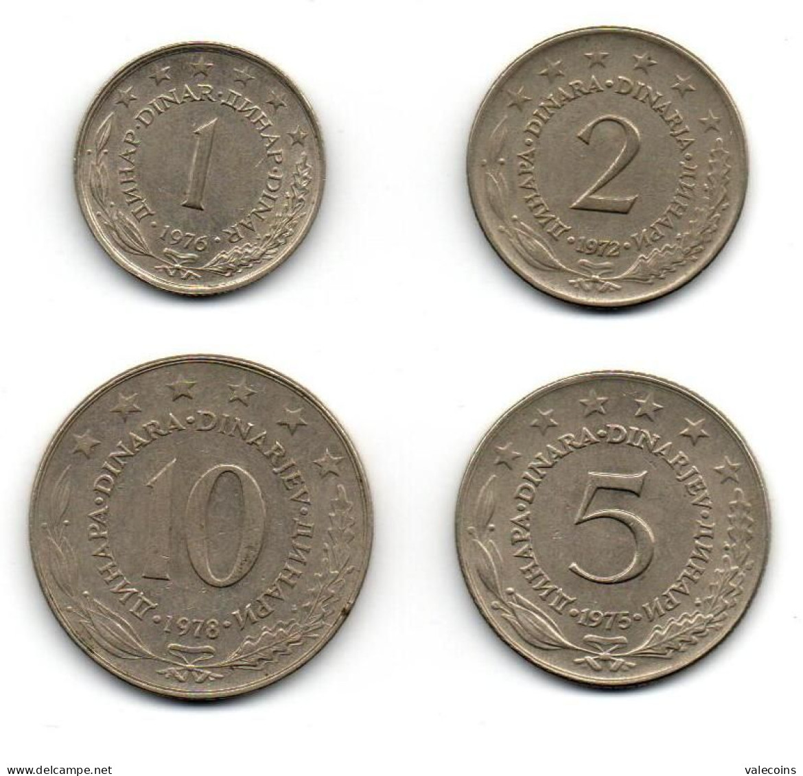 SFR JUGOSLAVIA - YUGOSLAVIA - 1972/1977 - 1-2-5-10 Dinar - KM 57-58-59-62 - Jugoslavia