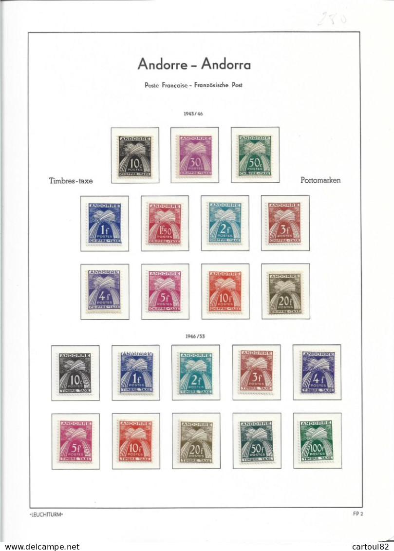 Andorre Taxe  Série  21 à 50 * *  Cote 280€ - Unused Stamps