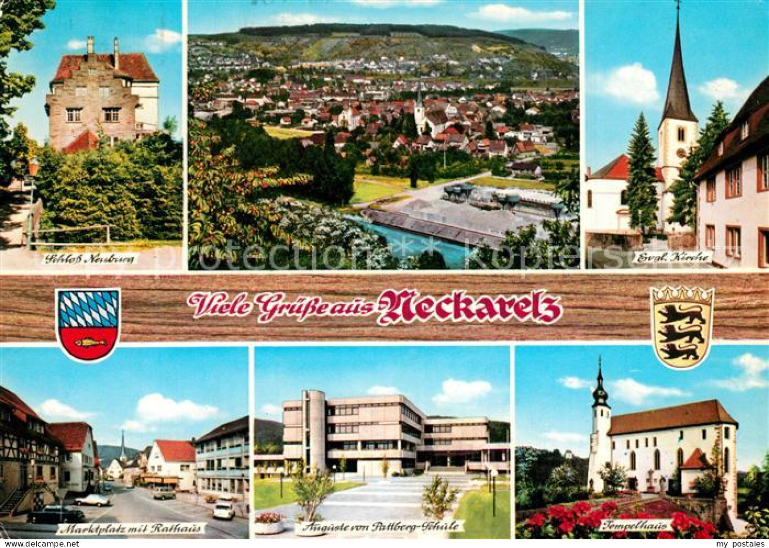 73306589 Neckarelz Schloss Neuburg Panorama Ev Kirche Marktplatz Mit Rathaus Aug - Mosbach