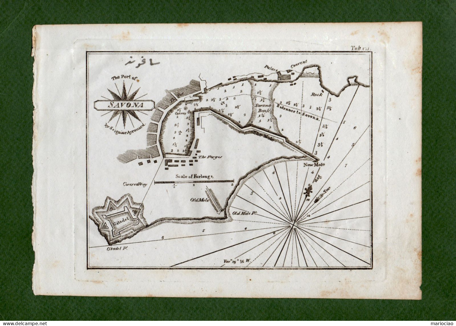 ST-IT SAVONA -The Port Of Savona ROUX 1795~ CARTA NAUTICA Con Profondità Del Mare - Prints & Engravings
