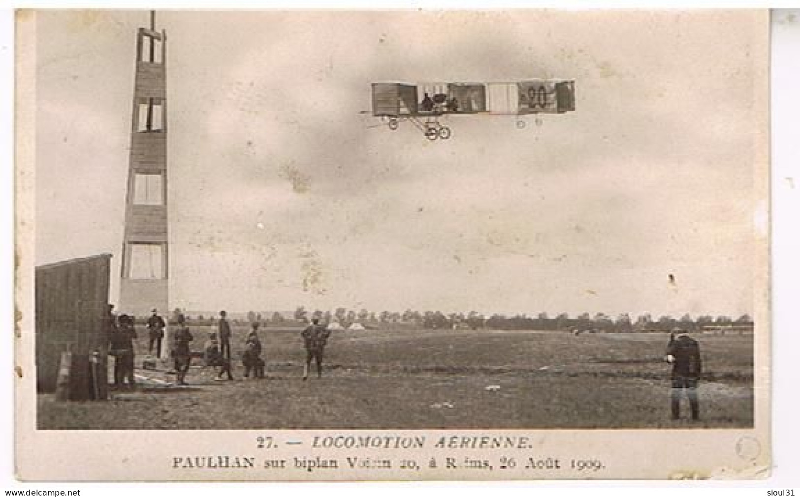 PAULHAN SUR BIPLAN VOISIN A RENNES  26 AOUT 1909CARTE PHOTO - Flieger