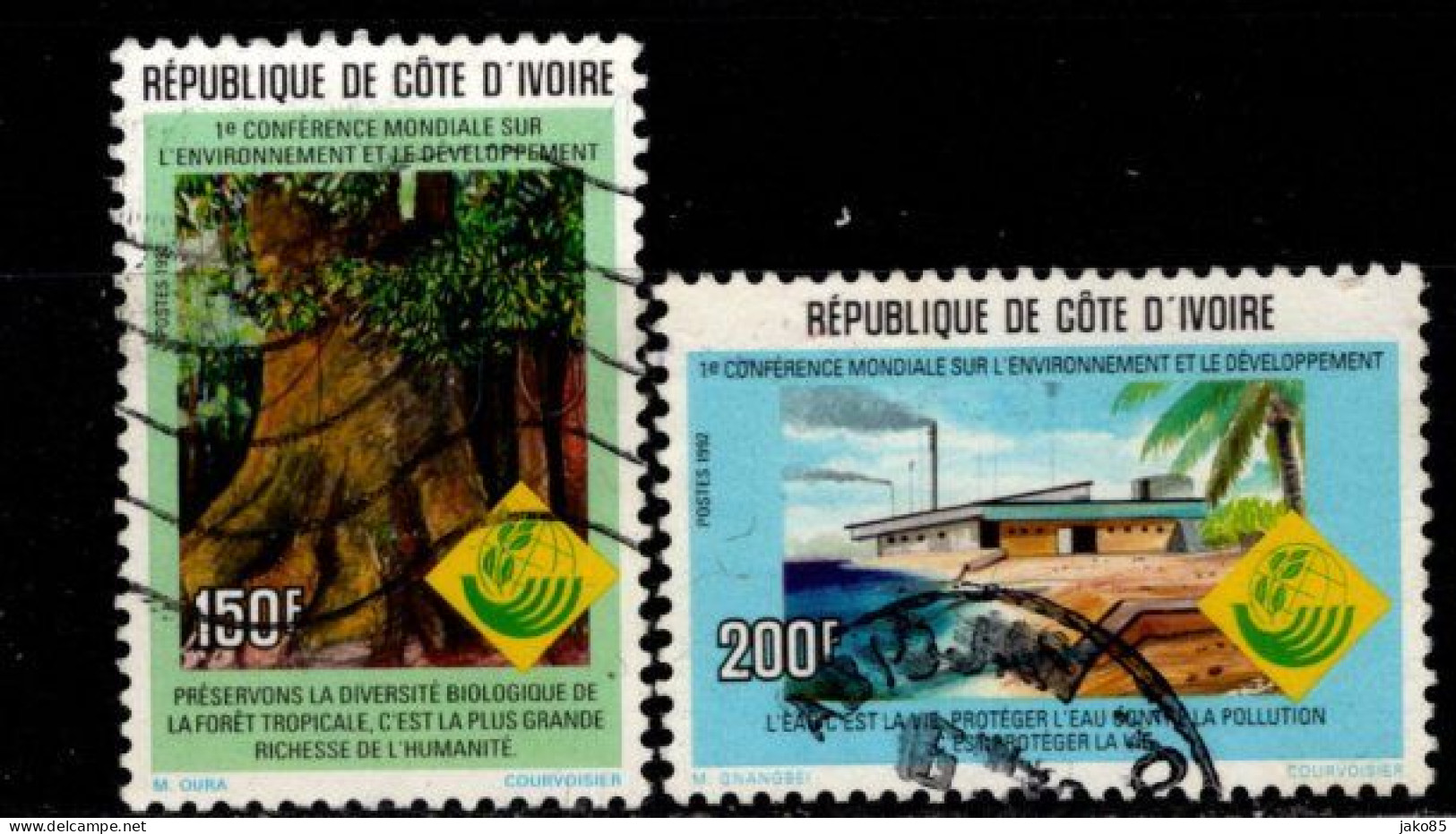 - COTE D'IVOIRE - 1992 -YT N° 900K / 900L - Oblitérés -  Environnements - Côte D'Ivoire (1960-...)