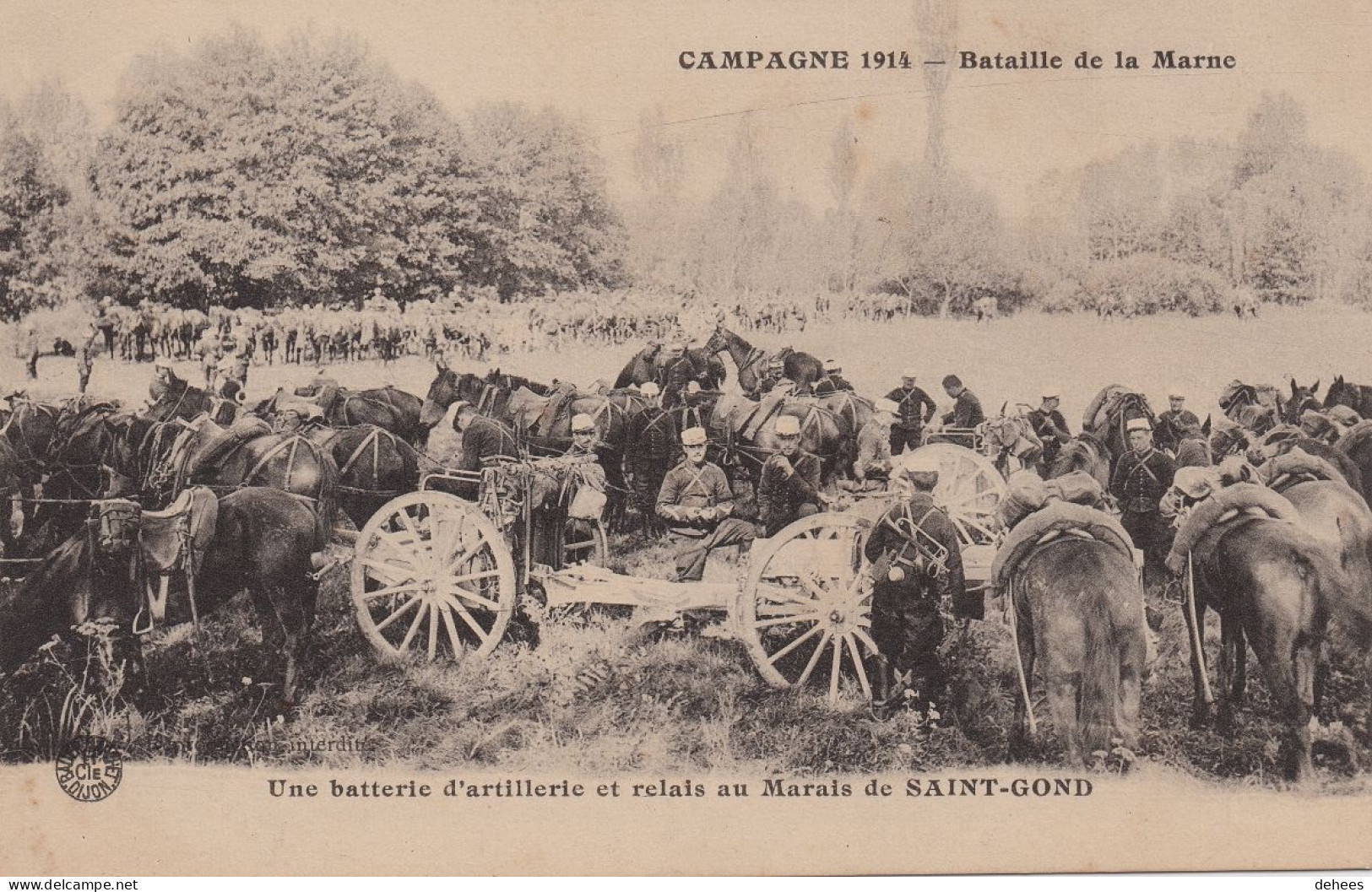 Guerre 1914 - 15, Campagne 1914, Bataille De La Marne, Une Batterie D'Artillerie Et Relais Au Marais De Saint-Gond (51) - 1914-18