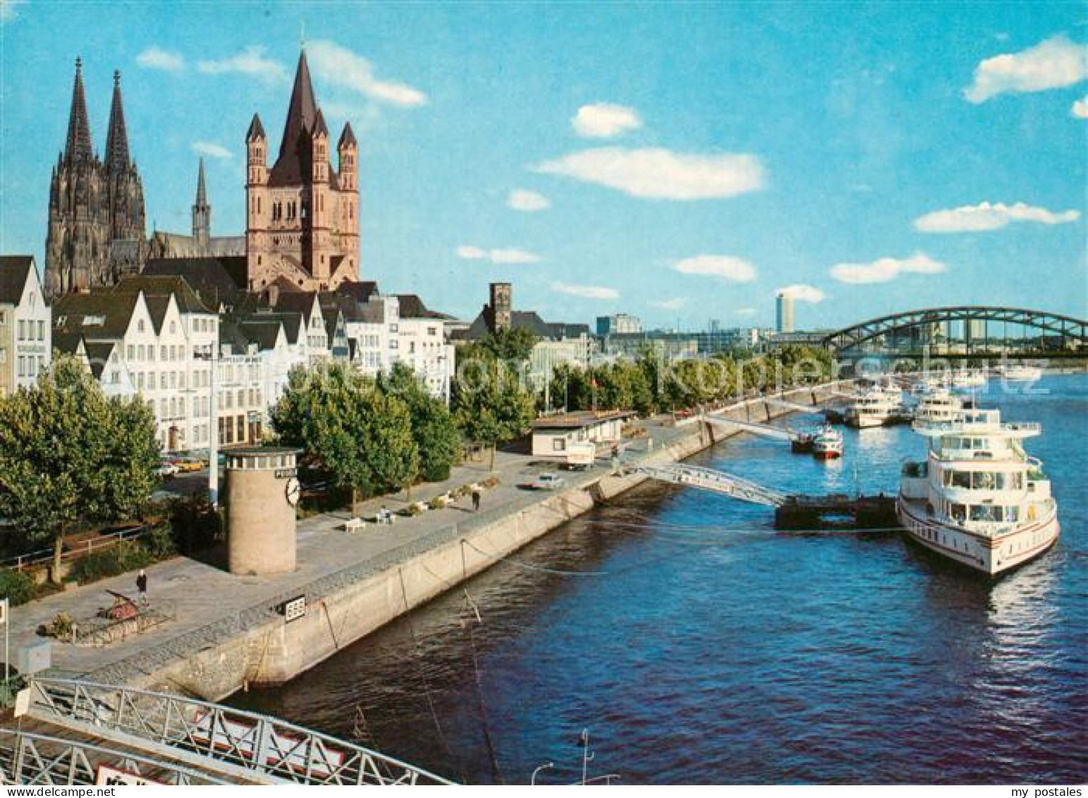 73306519 Koeln Rhein Rheinufer Dampferanlegestellen Dom St Martinskirche Hohenzo - Köln