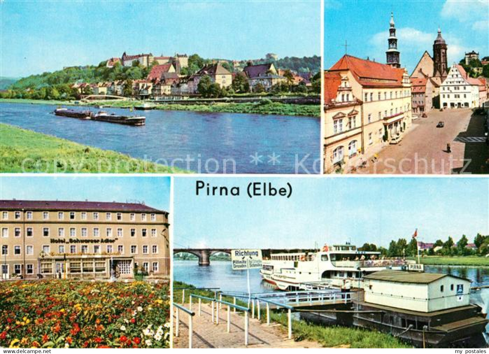 73306483 Pirna Teilansicht Mit Elbe Markt Rathaus Hotel Schwarzer Adler Dampfera - Pirna