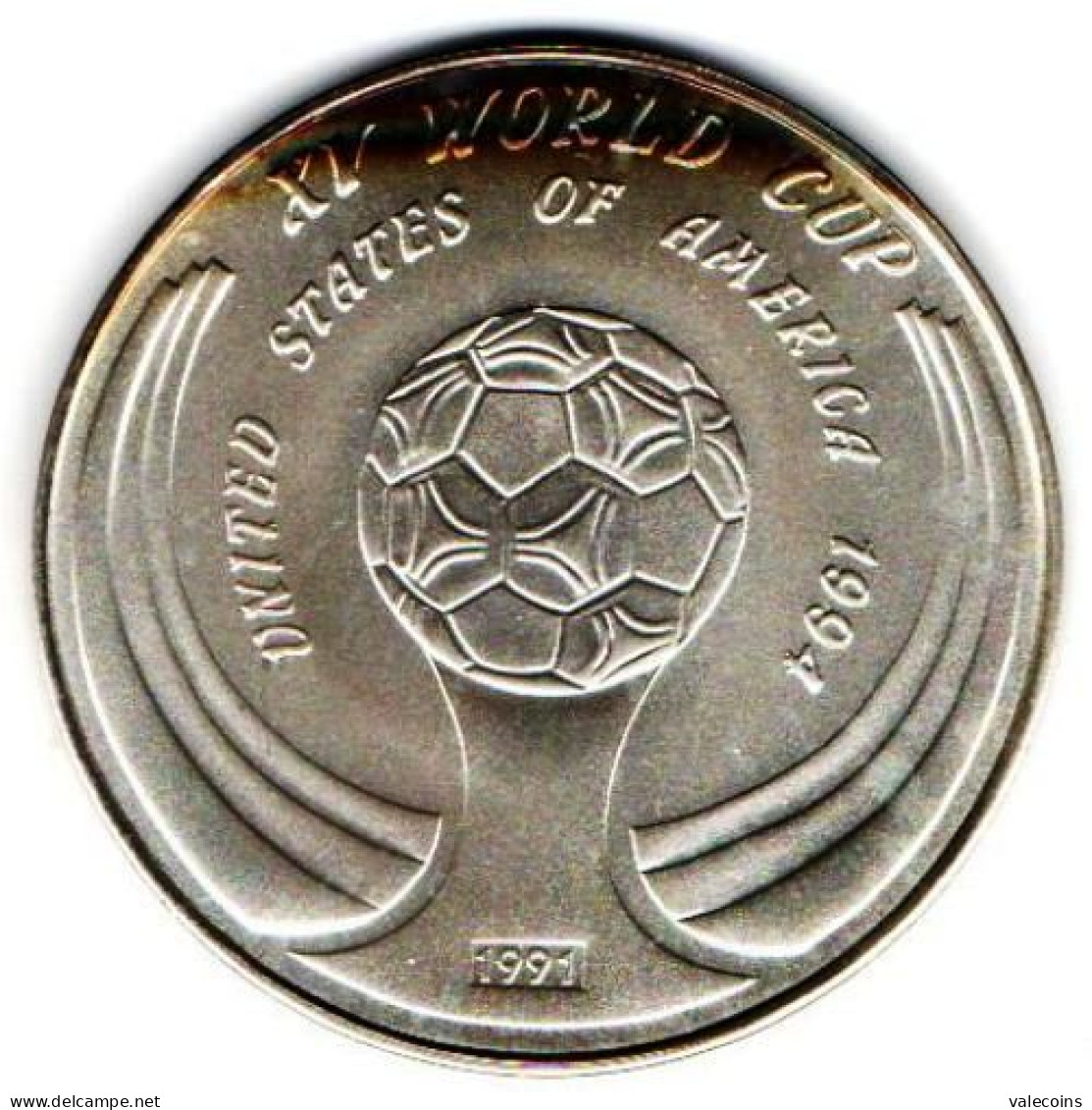 LAO LAOS - 1991 - 50 Kip - KM 44 - UNC Argento Silver Football World Cup 1994 - “Leggera Ossidazione - Slight Oxidation” - Laos