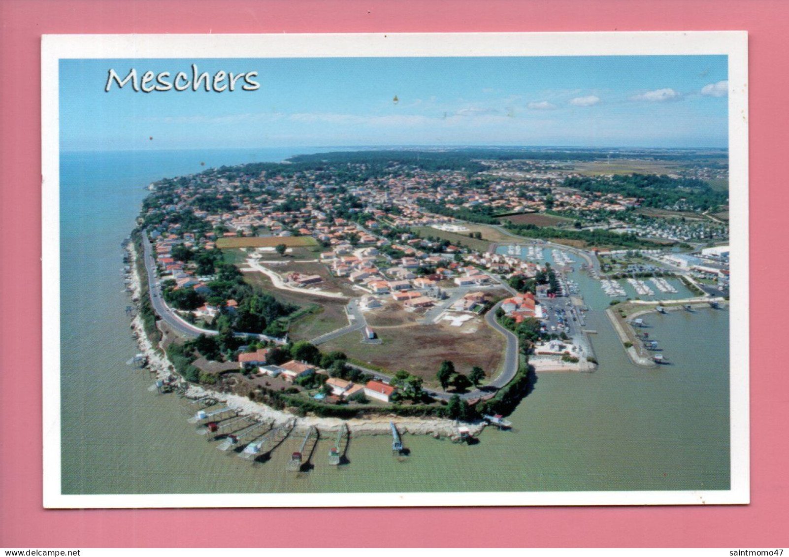 17 - MESCHERS . VUE AÉRIENNE DU PORT ET DES FALAISES AVEC LES CARRELETS - Réf. N°12955 - - Meschers